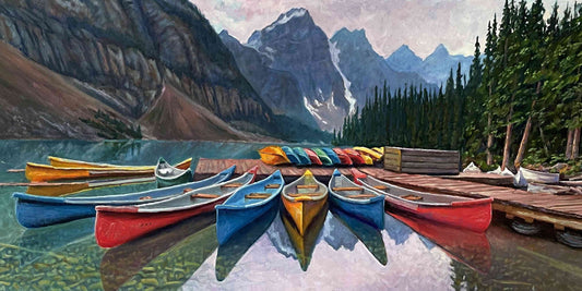 Canoes at Moraine Lake