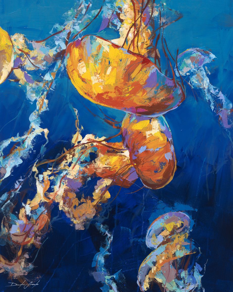 Orange Jellyfish Wall Art | Aquatic Animal Artwork | Dimitiri Sirenko ...